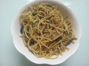 spinach n mushroom noodles